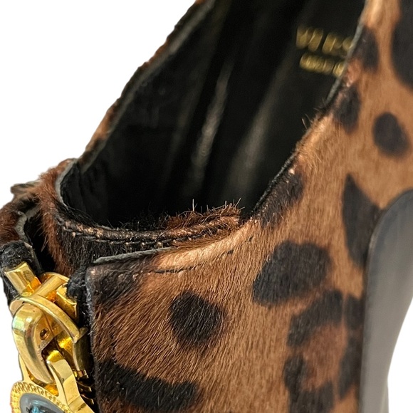 Versace Pony Hair Leopard Print Platform Shoes - Picture 16 of 16